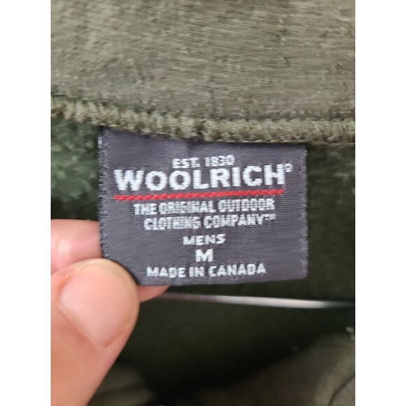Woolrich Mens Sweatshirt Size Medium Olive Green 1/4 Zip Long Sleeve Pullover - Picture 5 of 6